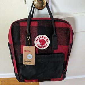 Fjallraven Kanken Re-wool Wool Backpack Red Black Buffalo Plaid NWT New
